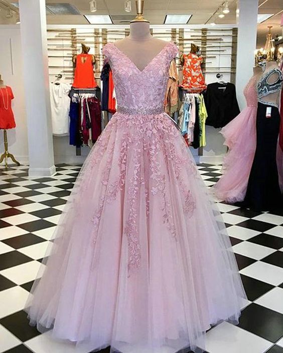 A-line Pink Long Prom Dress Ball Gown cg20600