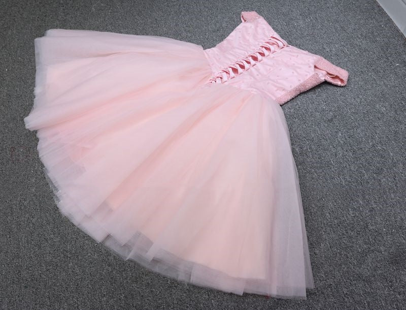 Off the Shoulder Short Pink Party Dress Homecoming Dress cg20609