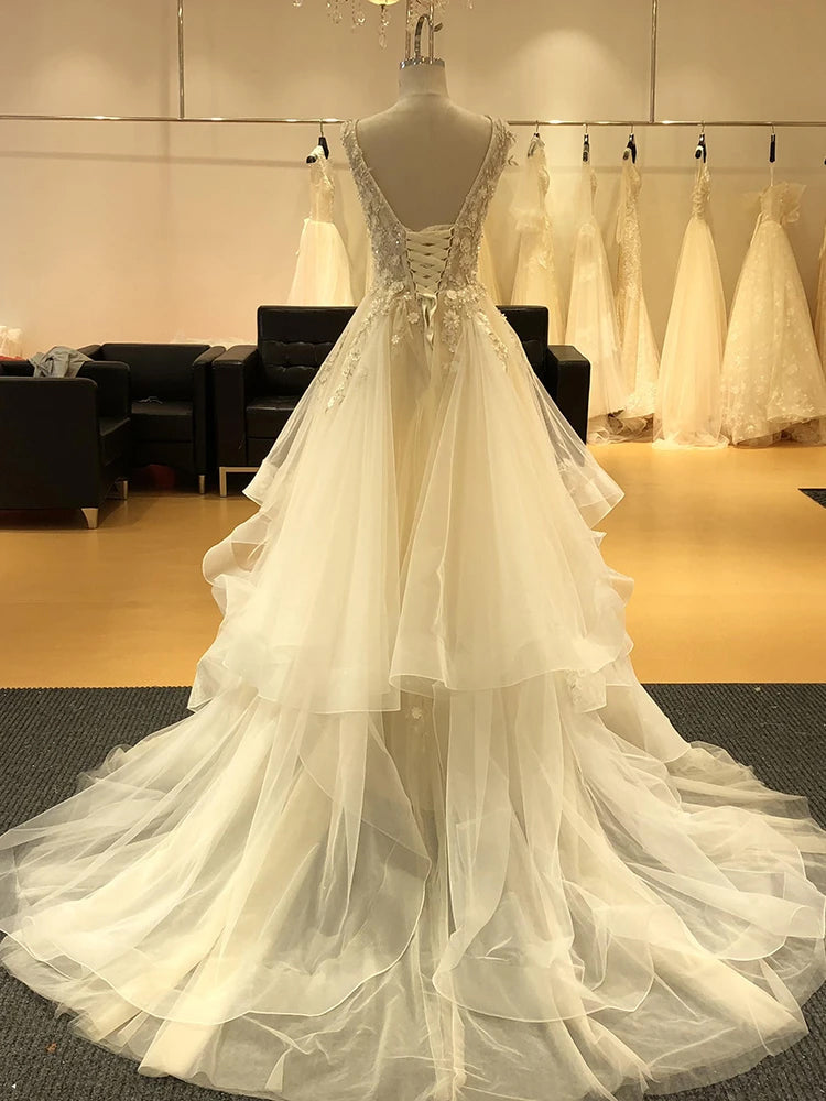 Luxury Beaded Backless Bridal Gown prom dress evening dress cg20670