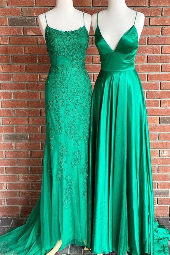 ( Dress left ) Green tulle long prom dress, evening dress cg20741