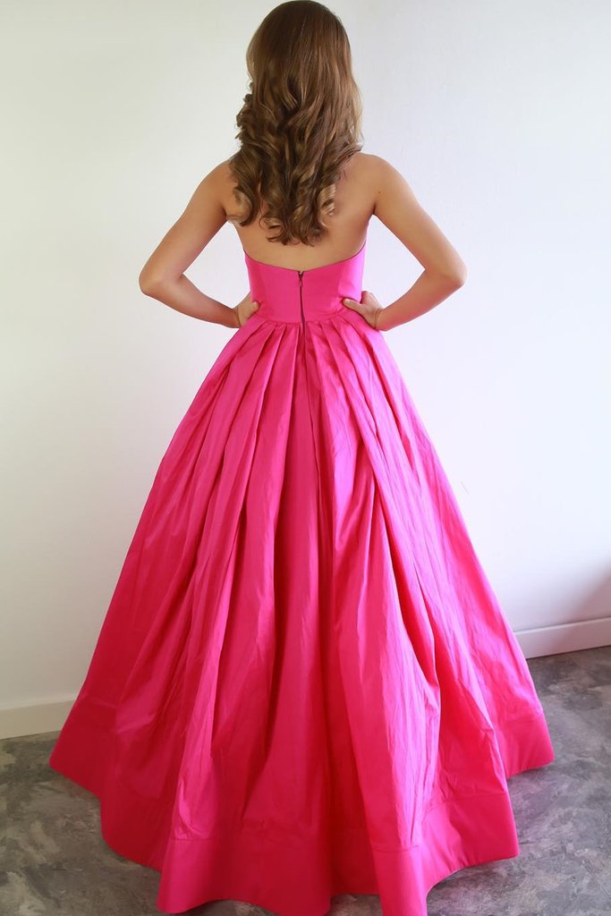 Sexy Sweetheart Neck Hot Pink Satin Long Prom Dress cg20839