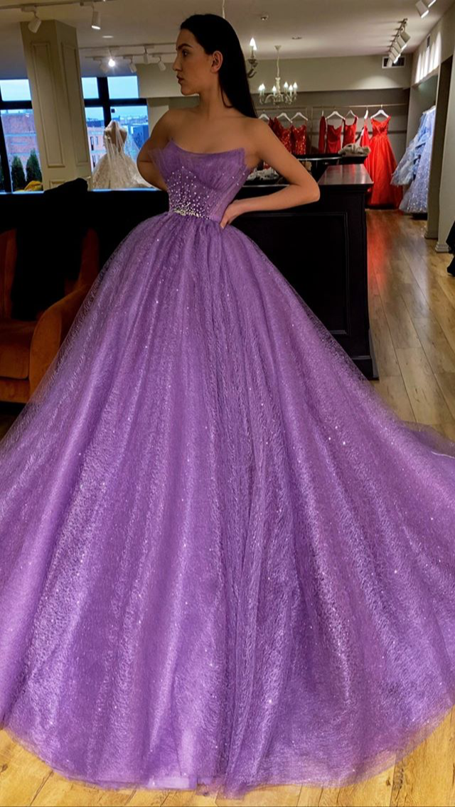 2022 A-line lilac long prom dress ball gown cg20855