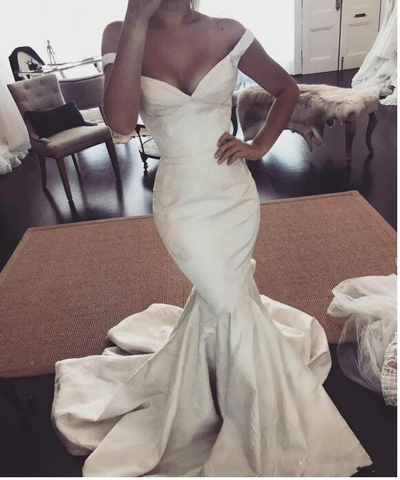 Mermaid Wedding Dresses Off The Shoulder Sleeveless Bridal Gowns prom dresses cg20889