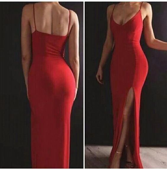Deep neck Sexy Long Prom Dress With Slit, Popular Mermaid Evening Dress cg20898
