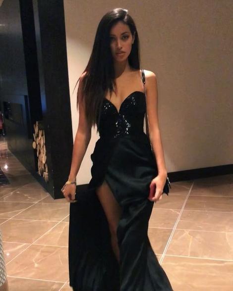 Black V Neck Long Prom Dress cg20970