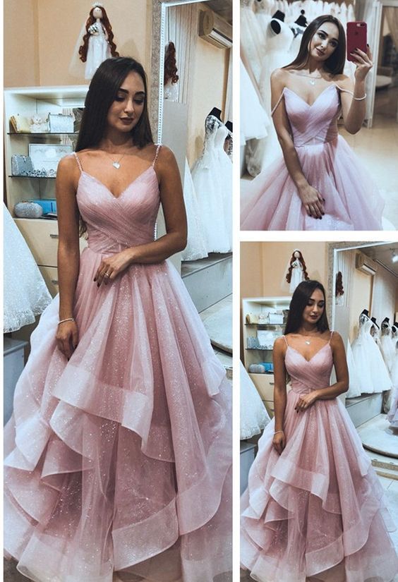 Princess Pink Tulle Long Prom Dress cg21048