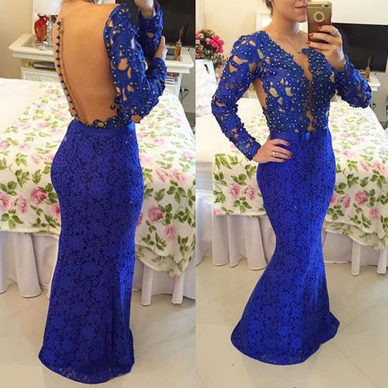 royal blue prom dresses, lace prom dresses, pearls prom dresses cg21109