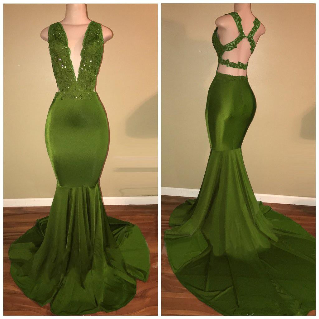 Plunging Neck Mermaid Prom Dress cg21151