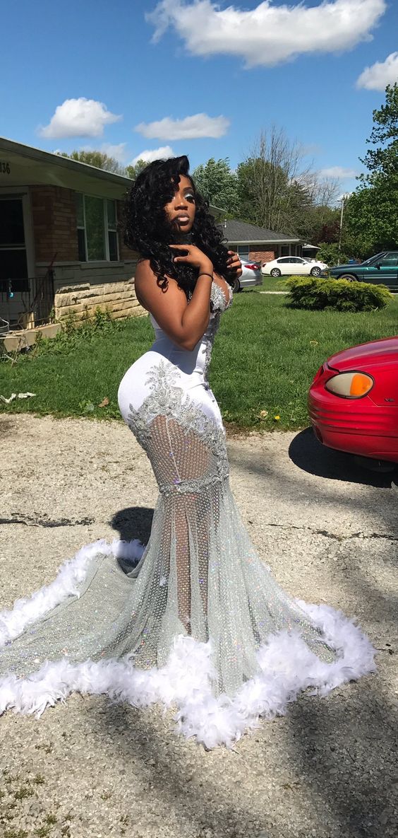 Sexy Prom Dress Mermaid Black Girl Prom Dresses Silver Black Girls Long Formal Evening Dress Prom Dresses cg21172