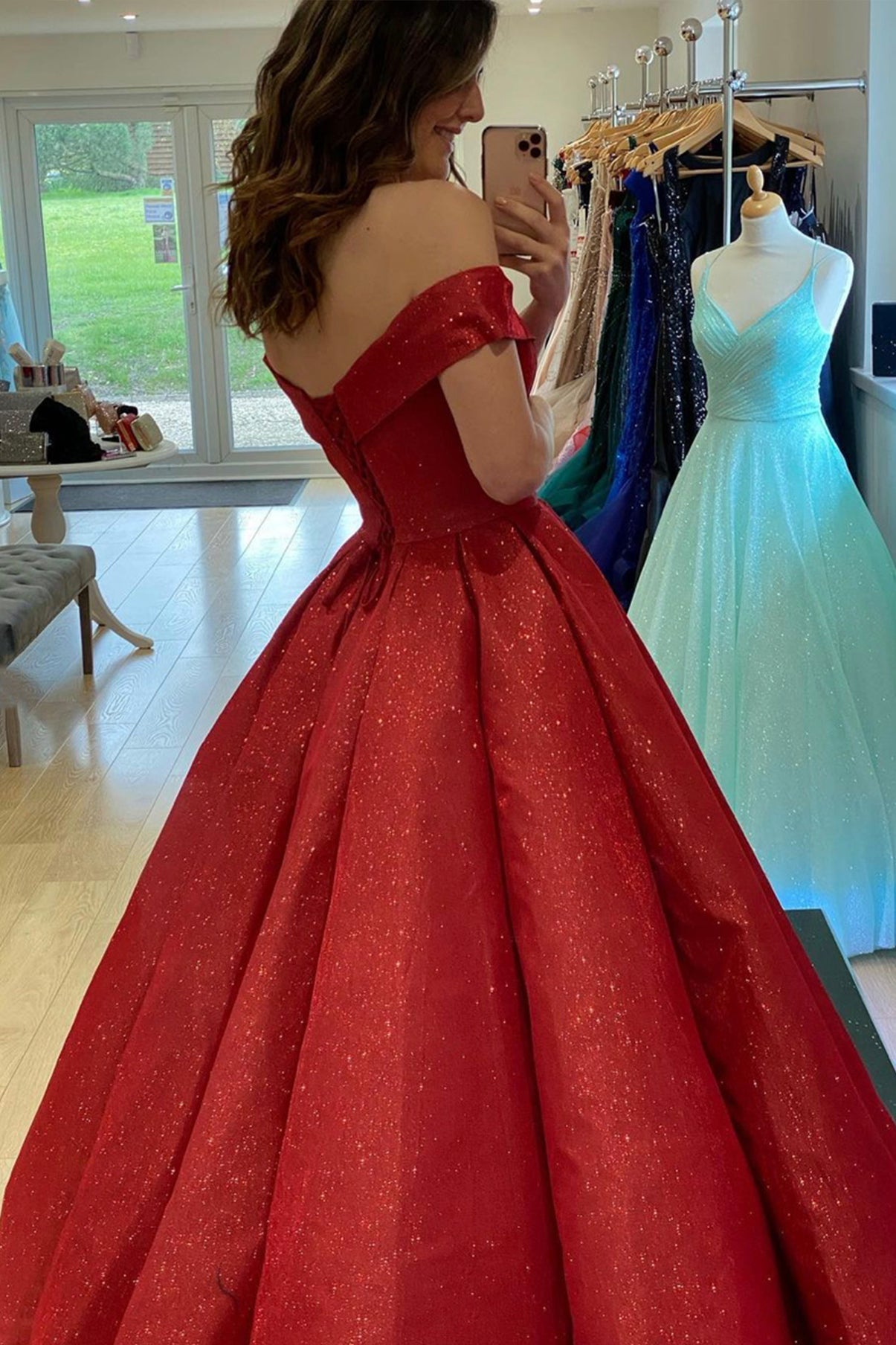 RED SATIN LONG A LINE BALL GOWN DRESS FASHION DRESS prom dress cg21179
