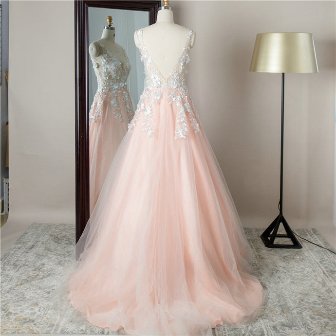 V neck tulle white apliques sexy yellow gown prom dress for lady women cg21212