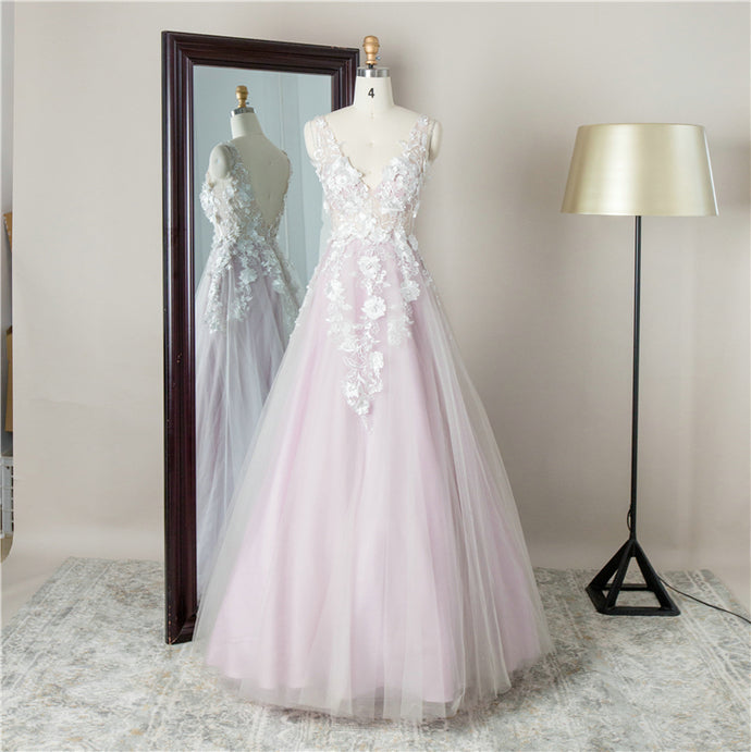 V neck tulle white apliques sexy yellow gown prom dress for lady women cg21212