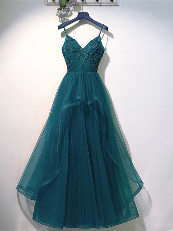 V neck Tulle Prom Dresses evening dress cg21236
