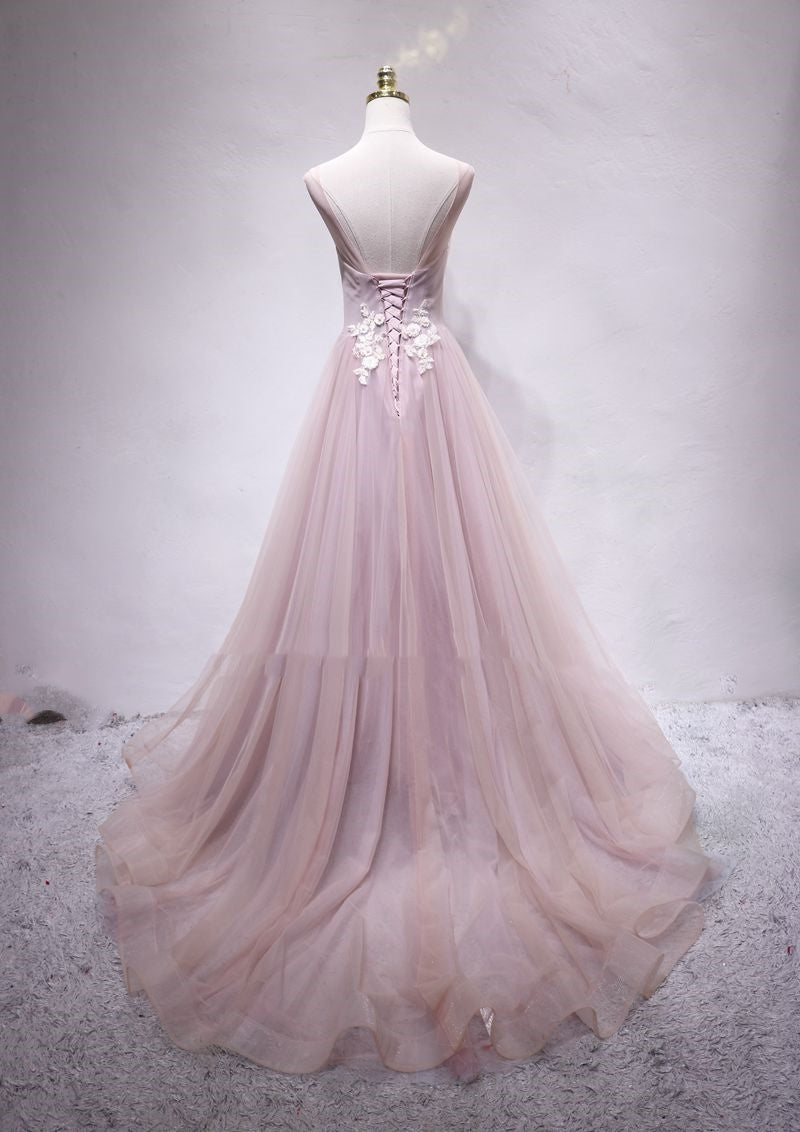 Handmade A-line Pearl Pink Long Formal prom Dress cg21255