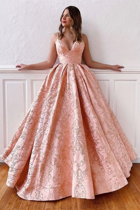 A Line V Neck Backless Pink Lace Prom Dress, Open Back Pink Lace Formal Dress cg21267
