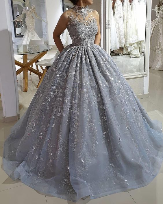 grey Prom Dresses ball gown evening dress cg21277