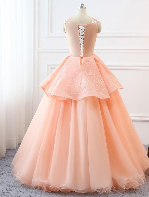 Custom Prom Ball Gown Plus Size Long 2021 Women Formal Dresses Tulle Orange Pink Quinceanera Dress cg21284