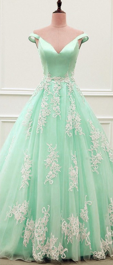 Off The Shoulder Formal Dresses,White Applique Prom Dresses cg21356