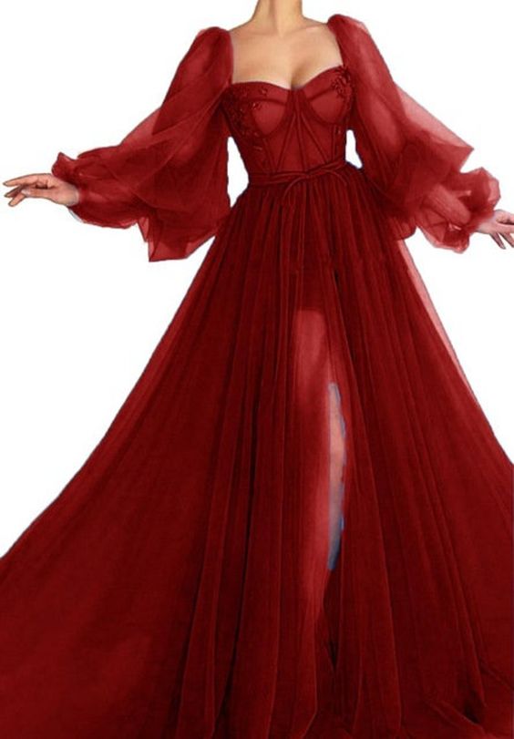 A-Line simple Prom Dress burgundy evening gown cg21477