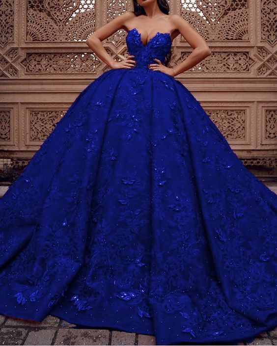 royal blue lace prom dresses ball gown sweetheart corset cg21486