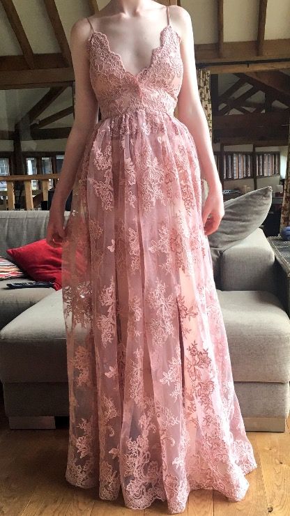 Beautiful Pink Straps Lace Floor Length Party Dress, Pink Prom Dress cg21496