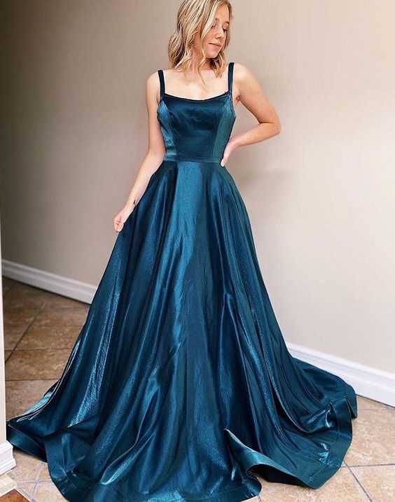 Charming A Line Scoop Halter Backless Blue Long Prom Dress cg21547