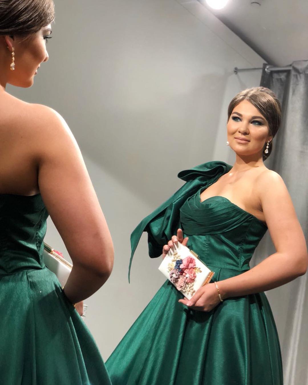 Gorgeous One Shoulder Hunter Green Ball Gown prom dress, evening dress cg21602