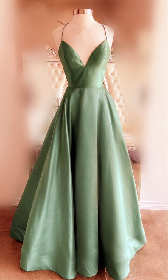Sage green prom dresses princess ball gown satin floor length cg21604