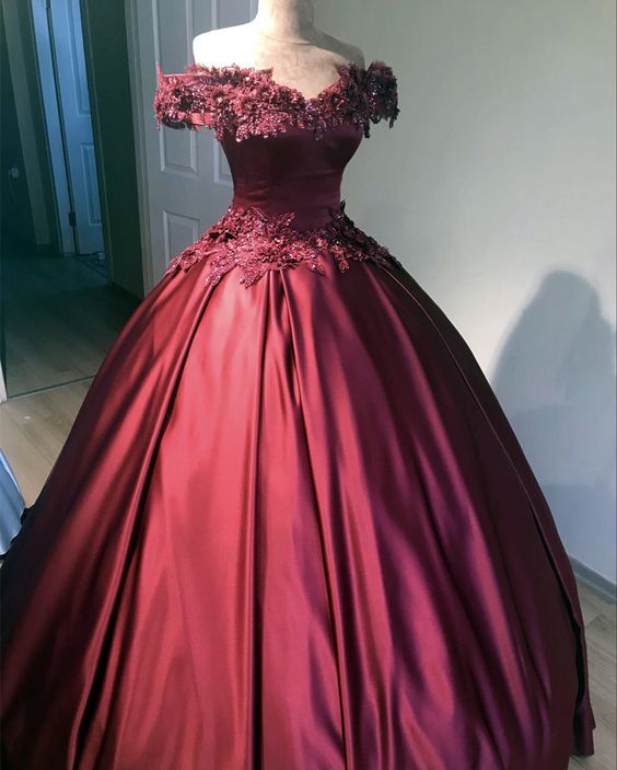 Maroon Wedding Dresses Princess Ball Gown prom dress, evening dress cg21657