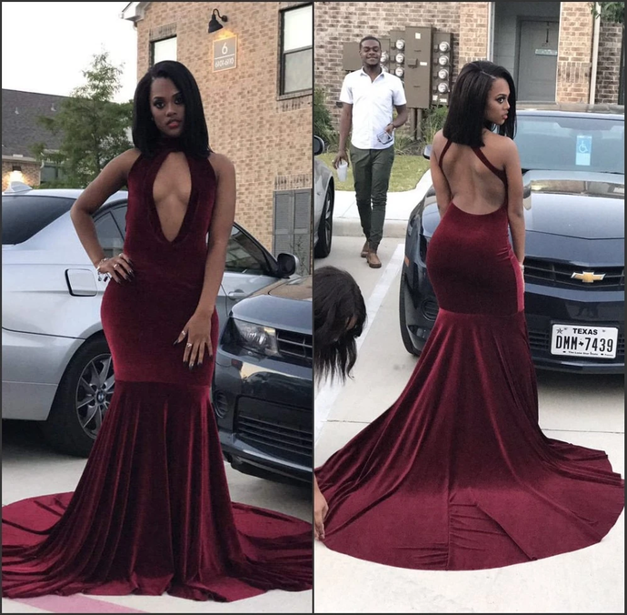 Sexy Velvet Burgundy Prom Dresses Long Mermaid Prom Dresses cg21672