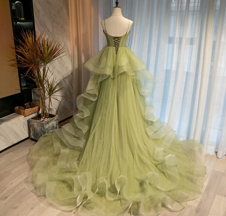 Beautiful Light Green Sweetheart Layers Princess Formal Gown, Green Tulle Long Party Dress prom dress cg21698