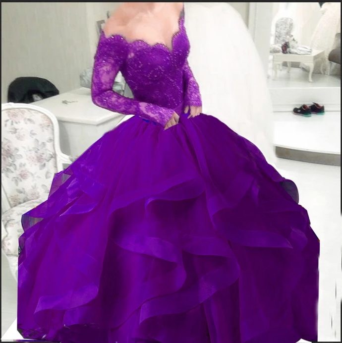 Ball Gown Floor-length Grape Prom Dresses Bridal Gown cg21749