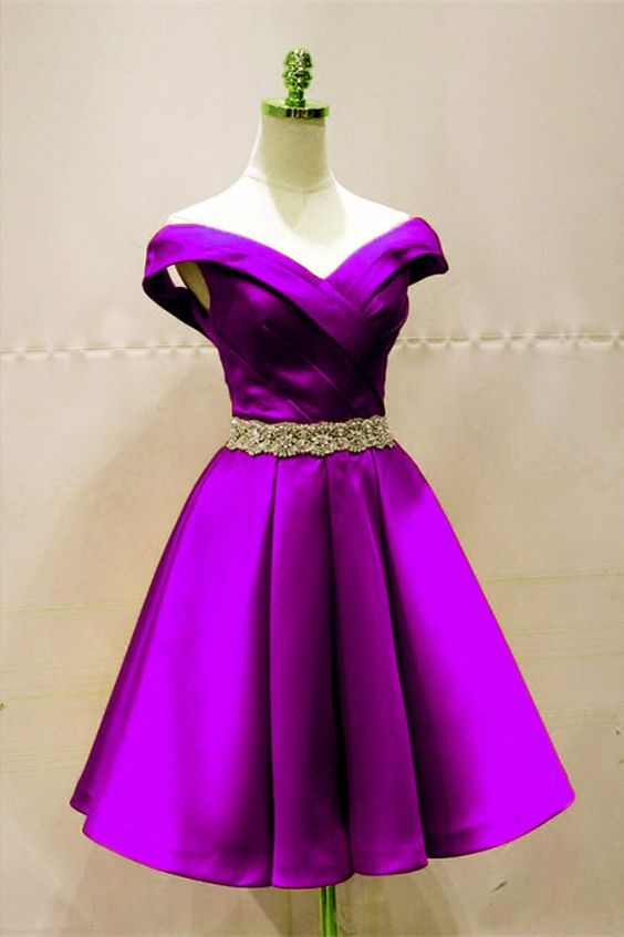 Short Purple Satin Homecoming Dresses cg21754