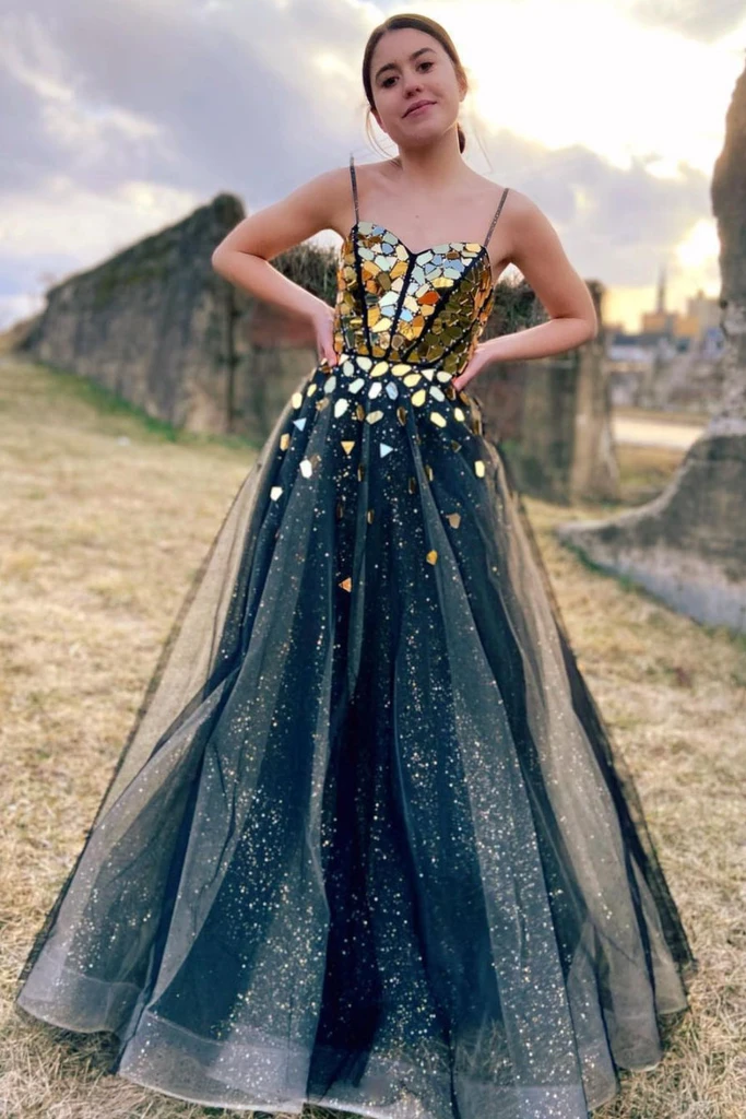 UNIQUE SWEETHEART NECK TULLE LONG PROM DRESS TULLE FORMAL DRESS cg21802