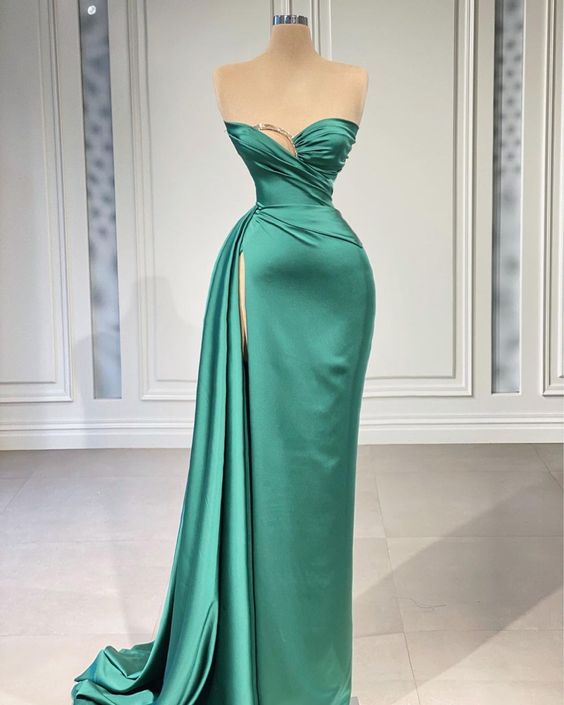 GREEN LONG PROM DRESS FORMAL DRESS cg21833