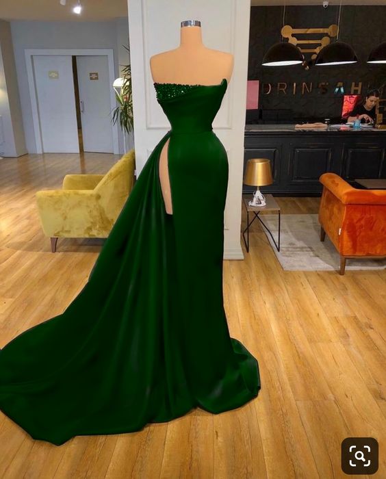 GREEN LONG PROM DRESS FORMAL DRESS cg21834