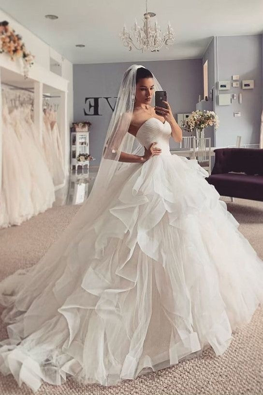 Strapless Tulle Ball Gown Wedding Dress with Horsehair Skirt prom dresses cg21870