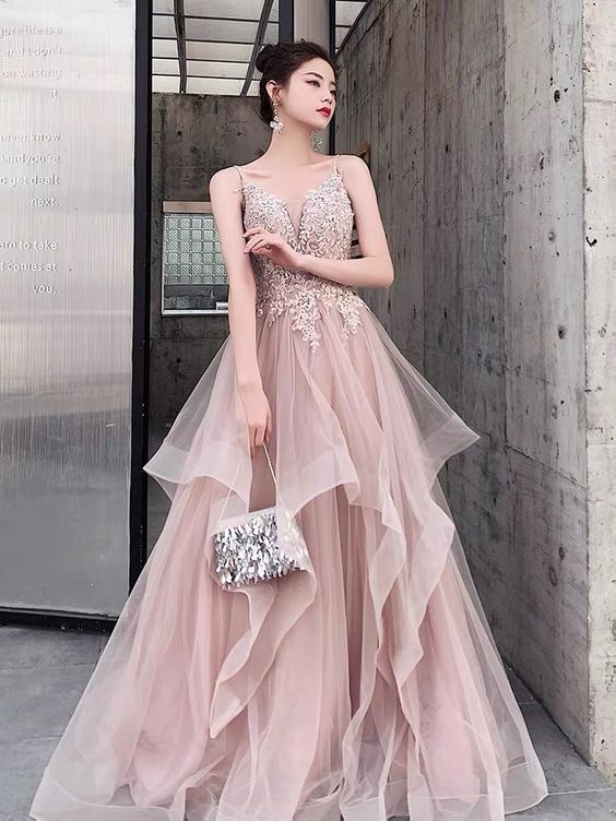 Spaghetti Strap Dress Long Prom Dresses Evening Gowns cg21898