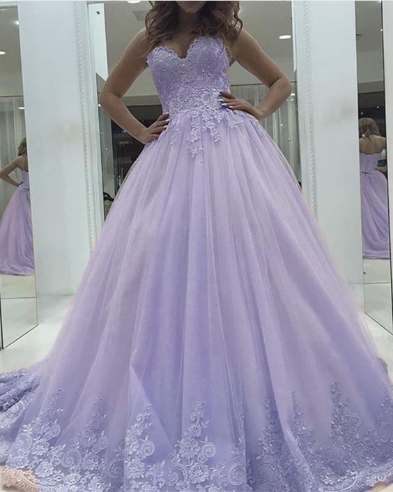 Lace Sweetheart Ball Gown Tulle Prom Dresses Elegant cg21951