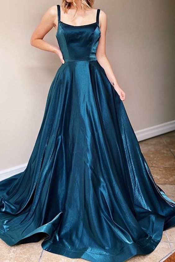 Backless Dark Emerald Green Long Prom Dresses, Dark Emerald Green Long Formal Evening Dresses cg21971