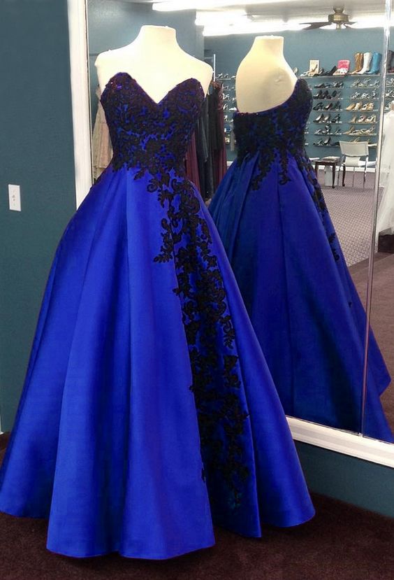 Strapless Prom Dress, Lace Appliques Prom Dress, Long Strapless Prom Dress, Sweetheart Prom Dress cg21974