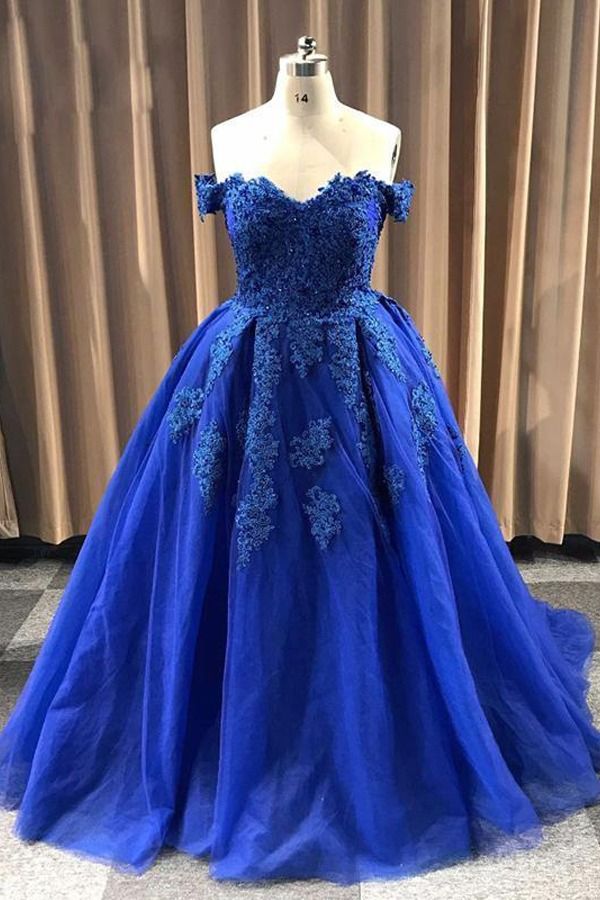Ball Gown Sweetheart Cap Sleeve Lace Appliques Prom Dress cg21994