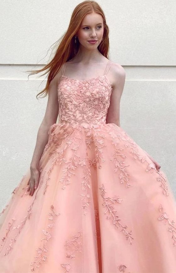 Pink prom dress, lovely prom dress, lace prom dress, prom dress for teens cg22057