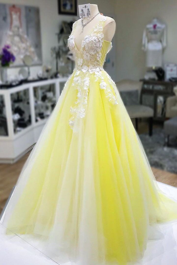 Yellow Prom Dresses Evening Dress Fairy Formal Gowns Party Wear cg22207