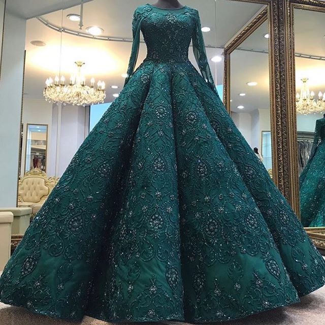 green A Line Long Prom Dress ball gown dress cg22215