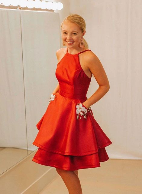 Cute red short homecoming dress cg22228