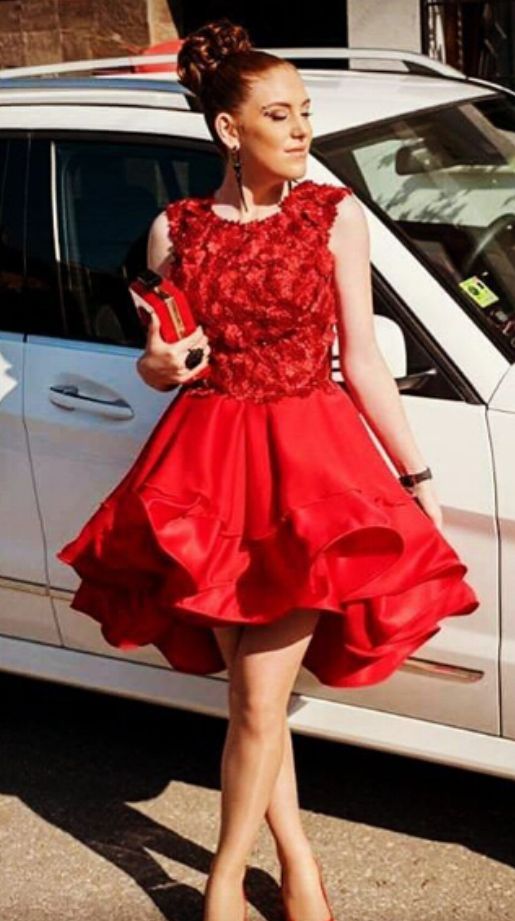 A Line Red Crew Neck Homecoming Dresses,Mini Short Party Graduation Gowns cg22237