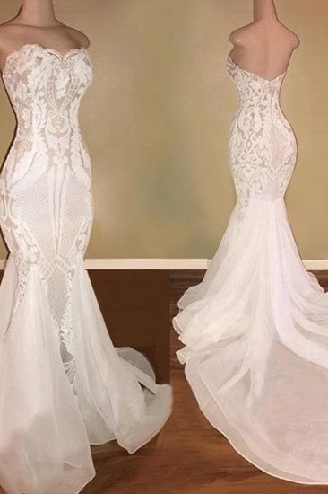 White Mermaid Wedding Dresses With Appliques Tulle Ruffles Bridal Gowns Prom Dress cg22386