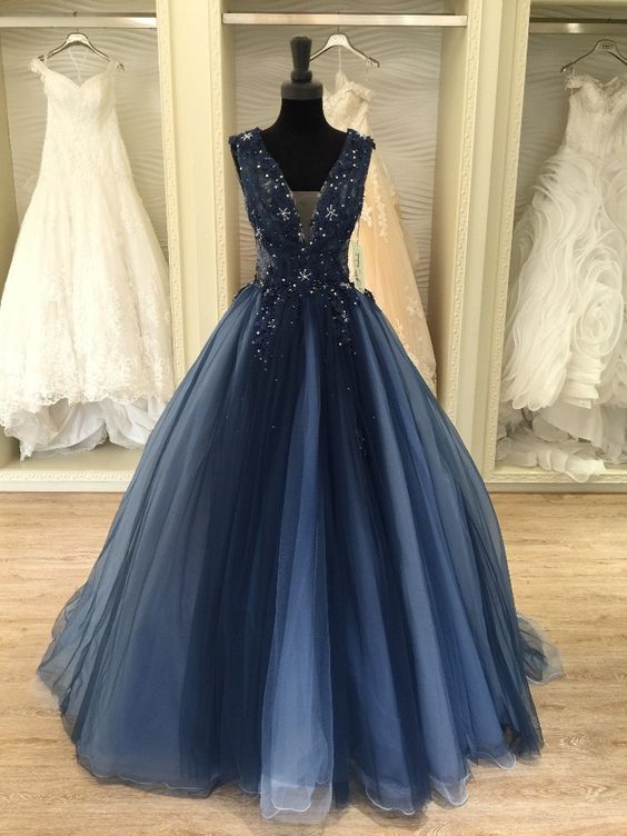 Navy Ball Gown Wedding Dresses Prom Gown cg22447