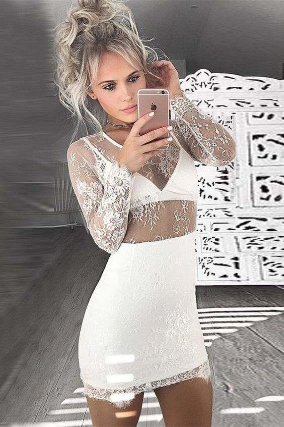 Short Lace Formal Bridesmaid Dresses Homecoming Dresses cg22545